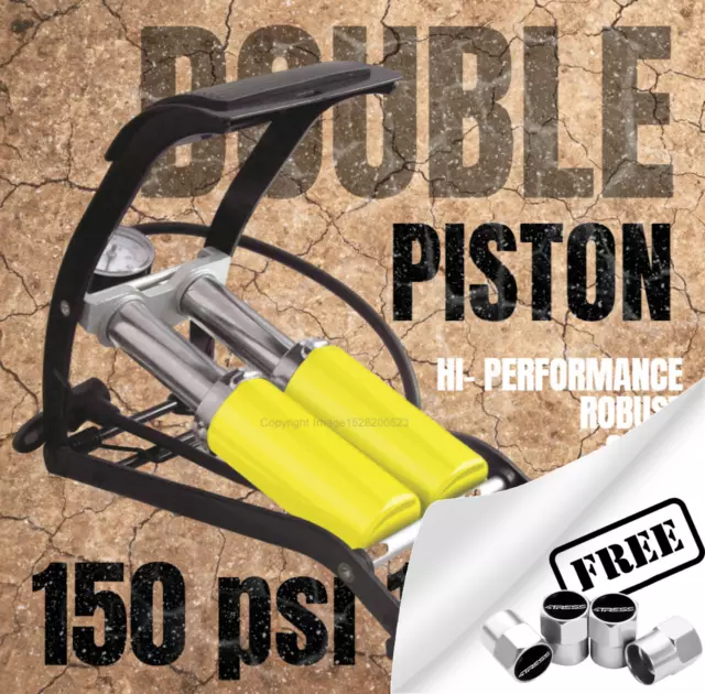 Air Inflator Foot Pump Car Bike Tyre Hi Performance Double Piston SWFPHP3.Caps✅