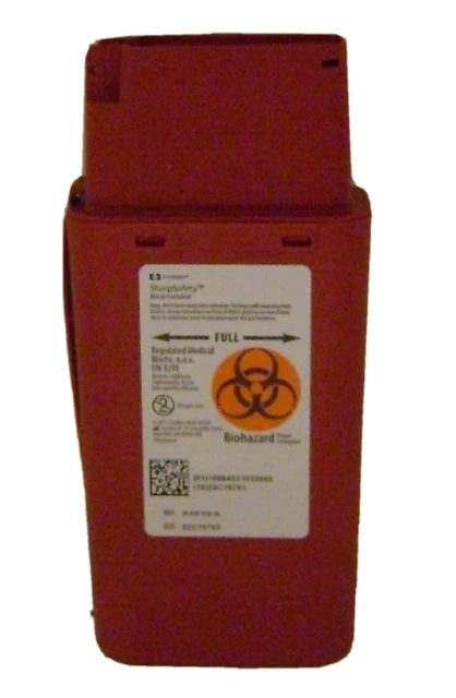 1 Quart | Biohazard Needle and Syringe Disposal Sharps Container with Lid new