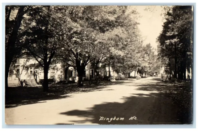 Bingham Maine ME RPPC Photo Postcard View of Road c1910 Unposted Antique