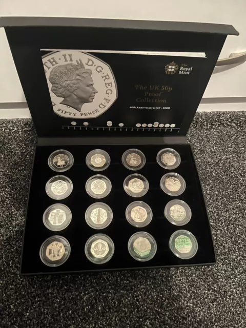 2009 UK 50p Proof Collection 40th Anniversary (1969 -2009) Including Kew Gardens