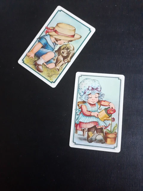 GENUINE VINTAGE SWAP PLAYING CARDS Children Boy With Dog Girl genuine-vintage-swap-playing-cards-children-boy-with-dog-girl