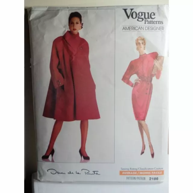 VOGUE Oscar De La Renta Sewing Pattern 2186 Misses Coat, Top and Skirt UNCUT!