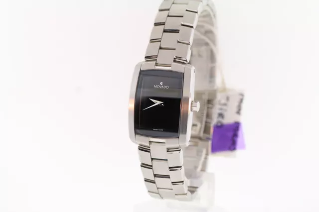 Donna Movado 0605378 Eliro Acciaio Inox Quadrante Nero Orologio