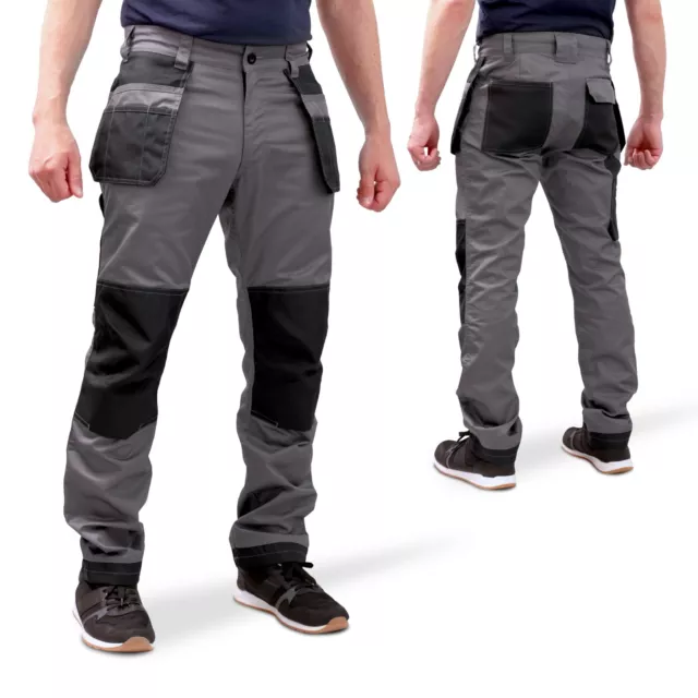 Work TROUSERS Heavy Duty Pants Cargo Combat Knee Pad Multi Pockets / AGRI / GREY