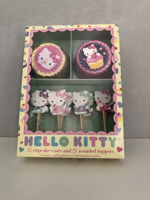 Meri Meri Hello Kitty Cupcake Kit, 24 Cupcake Cases & Toppers Sanrio New Sealed