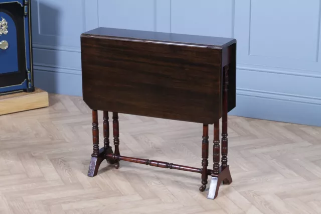 Edwardian Solid Mahogany Small Drop Leaf Sutherland Occasional Table C1900