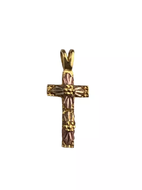 Small Cross Pendant 10K & 12K Yellow & Rose Gold