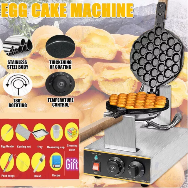 Commercial Electric Egg Puff Bubble Cake Waffle Egg Maker Machine Nonstick New