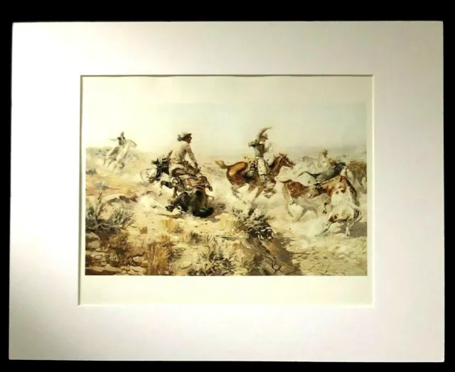 Charles M Russell "Jerked Down" 11 x 14 Matted Western Print