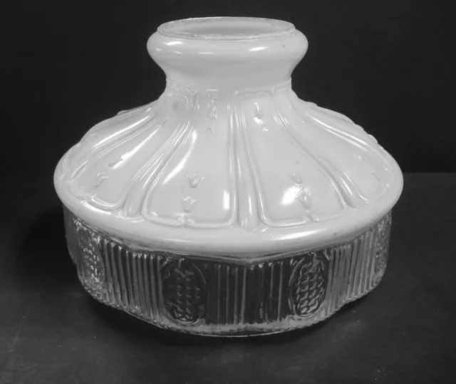 Antique ALADDIN oil lamp shade Original 501 White Satin glass dome Clear panels