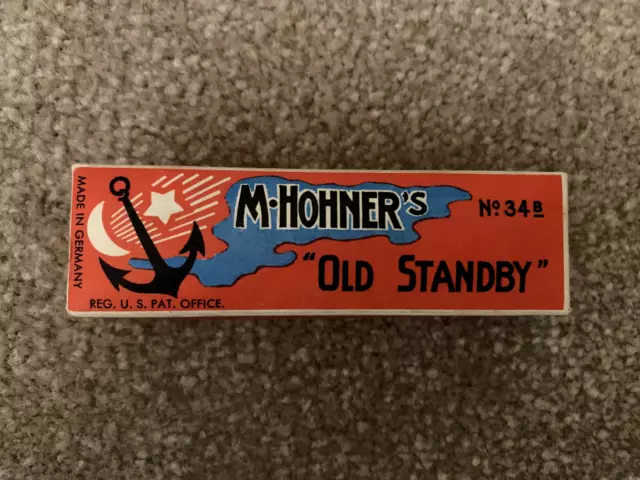 Vintage M. Hohner Old Standby No. 34B Harmonica Key of C  In Original Box