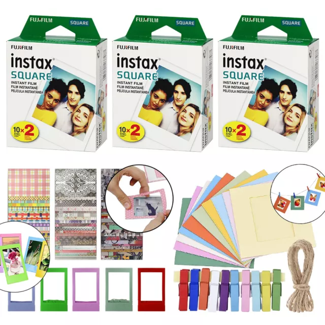 Fujifilm Instax Square Instant Film Fuji 60 Sheets+ Frames & Accessory Décor Set Fujifilm Instax Square Instant Film Fuji 60 Sheets+ Frames & Accessory Décor Set