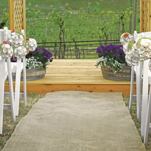 25ft × 40" Burlap Aisle Runner 100% Natural Jute Wedding Rustic Vintage Fabric