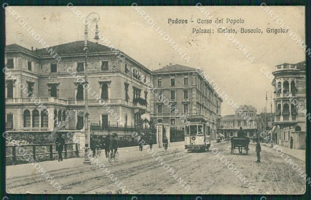 Padova Città Tram Carrozza SCOLLATA ABRASA cartolina QT1346