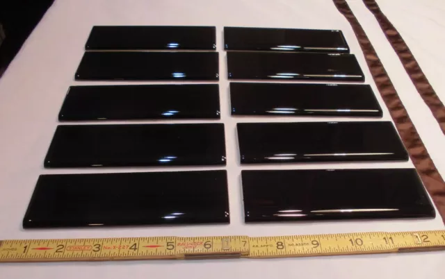 10 pcs. *Glossy Black* 2" X 6" Bullnose Ceramic Tiles  American Olean, New Stock