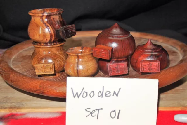Wooden bamboo Bird Cage cup/bowl/feeder set 1