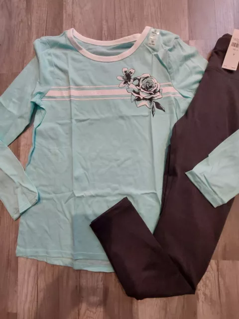 NWT Justice Girls Outfit Rose Mint Top/Leggings  Size 10  (5)