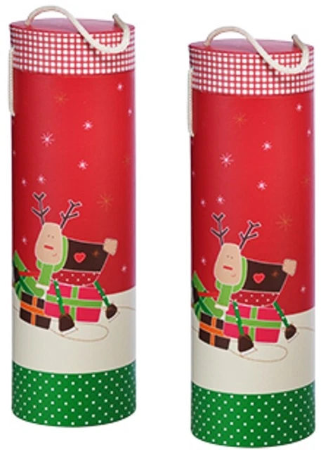 2x Geschenkschachtel Geschenk-Box Geschenkverpackung rund Geschenkbox rot/grün