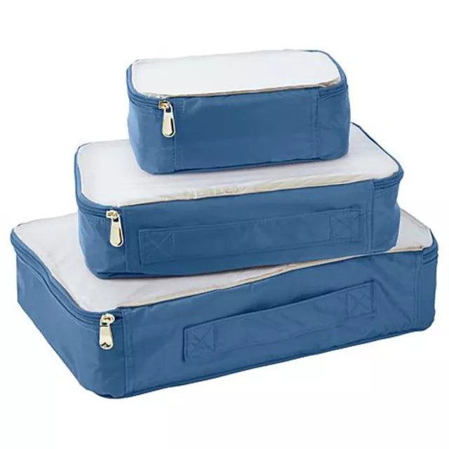 Samantha Brown Luggage  Microfiber Packing Cubes 3-pc Organizer Set ~ Blue