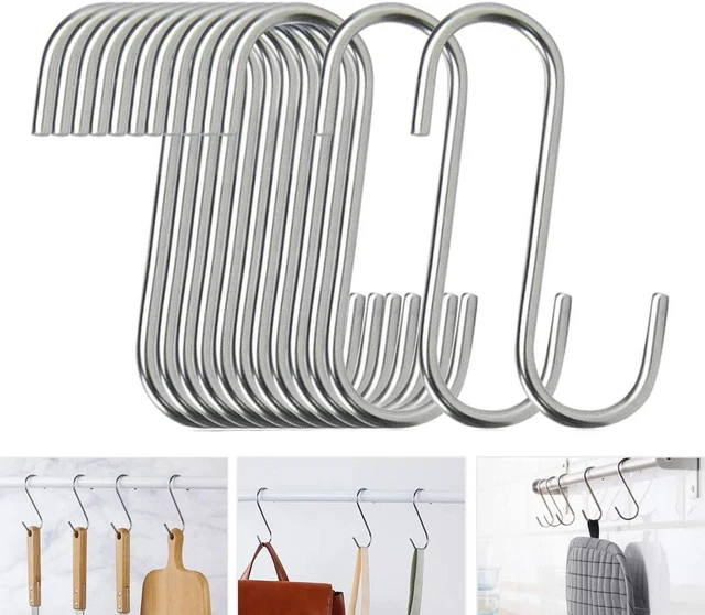 40pcs S-Hooks Stainless Steel Heavy Duty S-Hooks Supermarket Metal Hooks