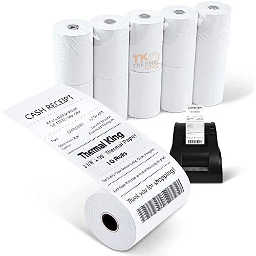 TK Thermal King 3-1/8" x 119' Thermal Paper Cash Register POS Receipt Paper 1...