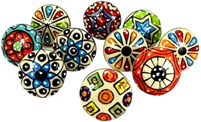 10 Pieces Set Knob Dotted Ceramic Cabinet Colorful Knobs Furniture Handle Drawer