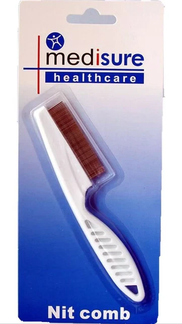 2 x Medisure Metal Nit Hair Comb with Handle Remove Head Lice & Eggs Effectively