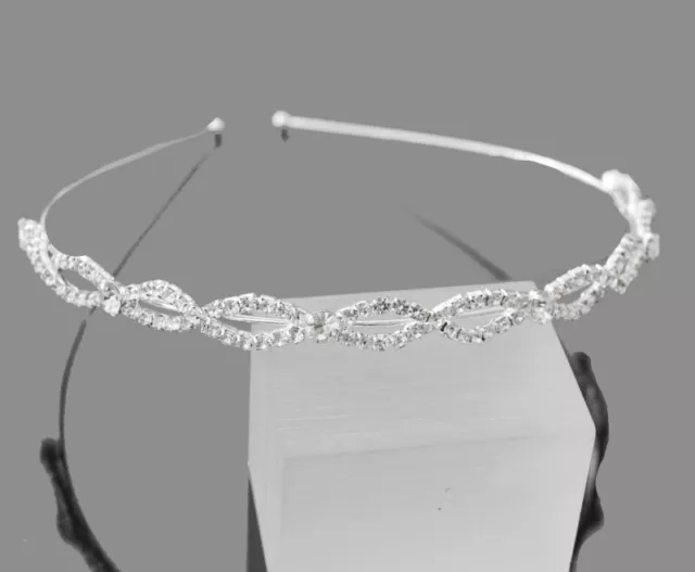 Tiara Diadem Haarreif Kristall Krone Perlen Hochzeit Kommunion Braut Silber/Klar