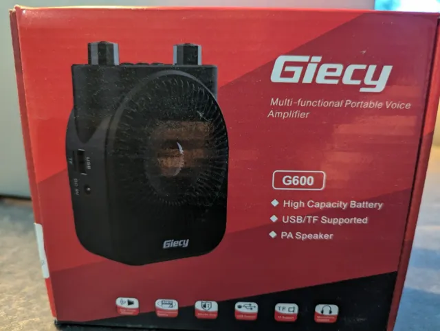 Giecy Amplificateur voix portable avec microphone casque 30W Batterie  rechargeable 2800mAh 