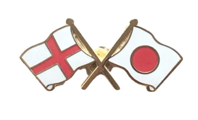 England & Japan Flags Friendship Courtesy Enamel Lapel Pin Badge
