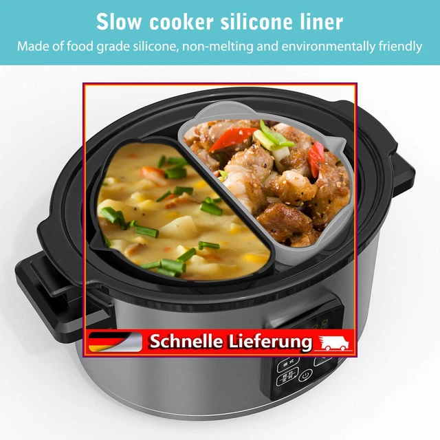 2 piezas/juego Crockpot Liner reutilizable silicona cocina divisor