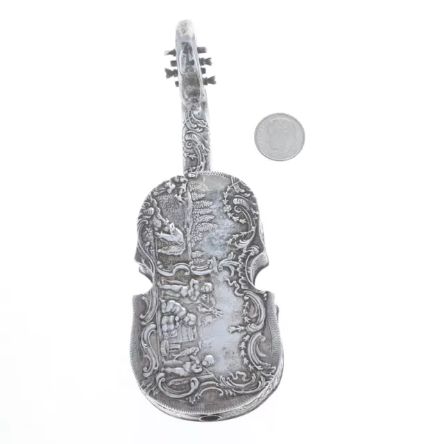 Sterling Miniature Violin Replica 5 1/2" - 925 Figural Landscape Tabletop Décor 3