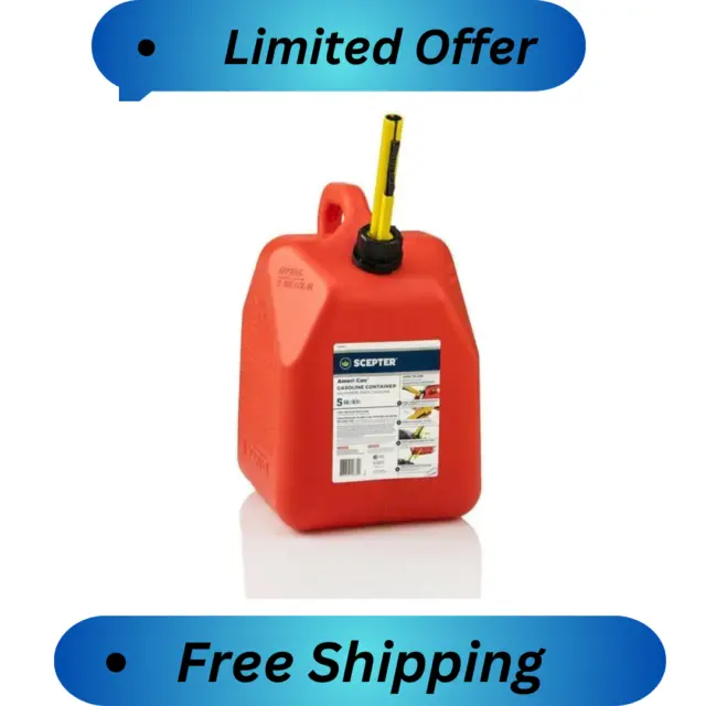 Scepter Ameri-Can Gasoline Can 5 Gallon Volume Capacity, FG4G511, Red Gas Can Fu