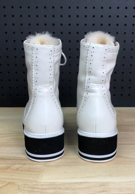 AXA UGG Boots Sheepskin Wool Insole Lace Up White Leather Sizing 4 Mens 6 Womens 3