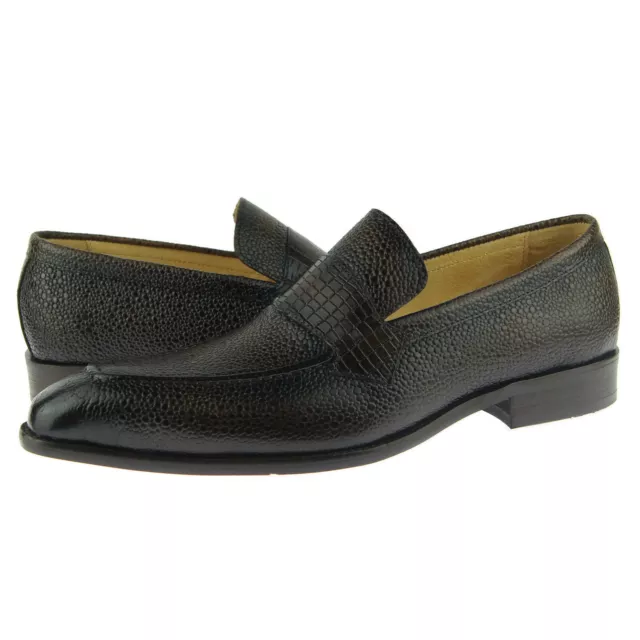 Carrucci Stingray Embossed Leather Loafer, Men's Dress Slip-on Shoes, Chestnut