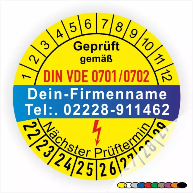 Prüfplaketten geprüft gemäß Vde Individuell Wunsch Text Logo  Ø:30-40mm
