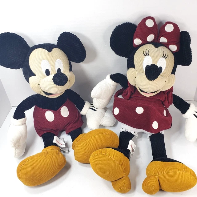 DISNEY STORE EXCLUSIVE Mickey And Minnie Mouse Corduroy 14 inch Plush
