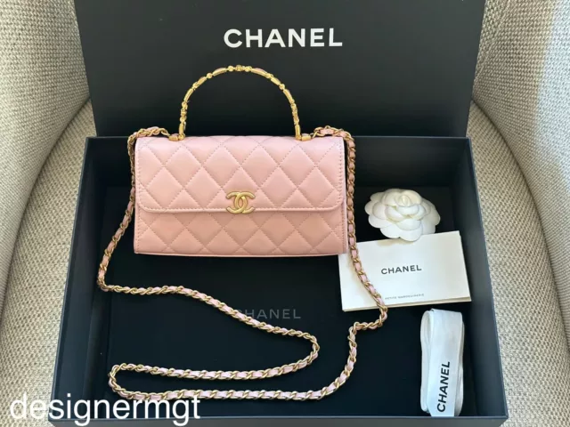 NIB 22C Chanel Pearl Crush Rectangular Mini Flap Bag Pink Beige Clair –  Boutique Patina