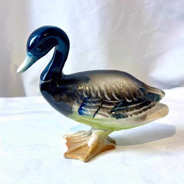 Porcelain Mallard Duck Figurine Hand Painted Japan Vintage Waterfowl Ceramic