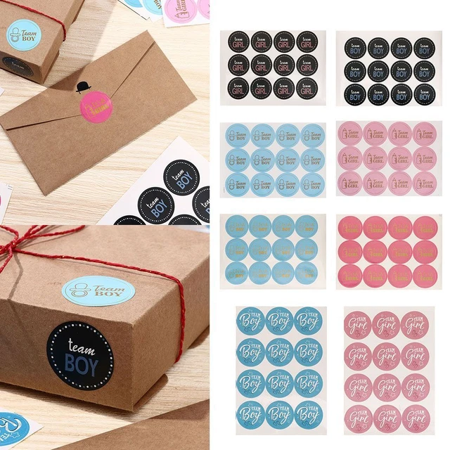 PASTER BABY SHOWER Party Supplies Gender Reveal Decals Team Boy/Girl