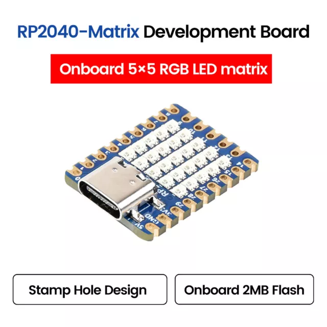 Type-C RP2040 Mini Development Board 5×5 RGB LED Matrix Module For Raspberry Pi