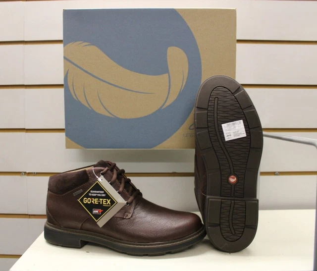 CLARKS GORETEX WATERPROOF Boots Un Tread Up GTX Dark Brown Leather UK