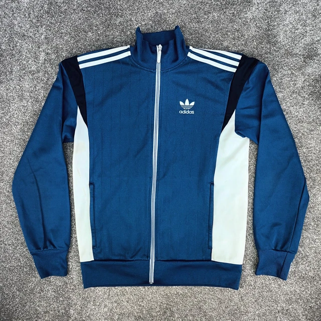 Adidas Originals Retro Jacket Blue Bandage Rib White Navy Tracksuit Logo Uk S