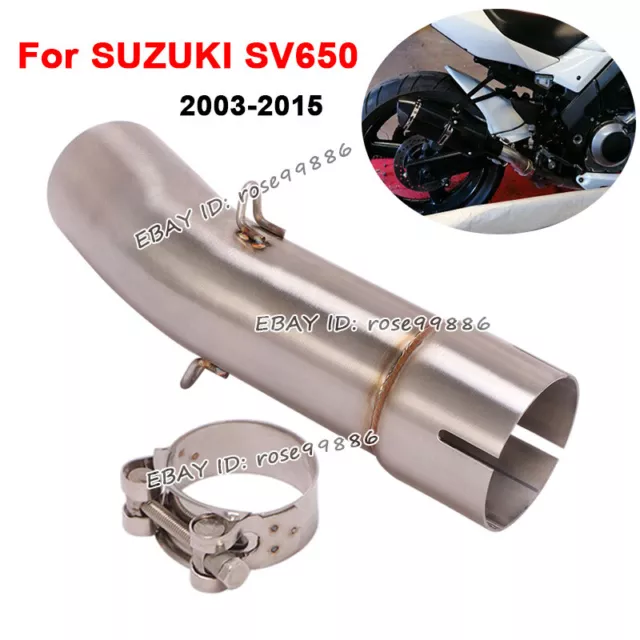 For SUZUKI SV650 2003-2015 Slip On Mid Exhaust Pipe Link 51mm Muffler Tail Tube