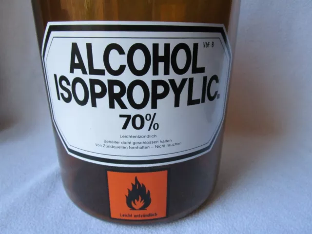 sehr große Apothekerflasche braun Schliff-Stopfen Alcohol Isopropylic. 70% 5l 2