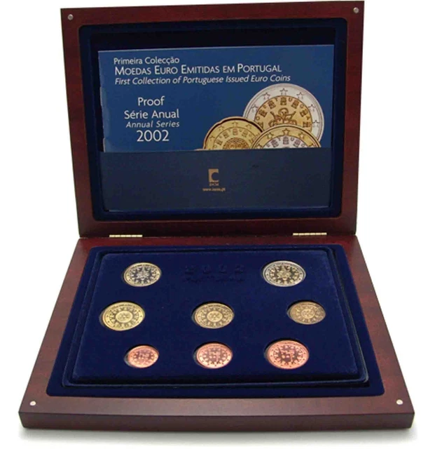 Portugal 2002 KMS 1 Cent bis 2 Euro Polierte Platte im Etui
