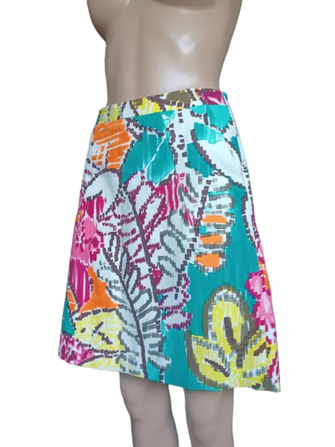Milly Womens  Floral Print Multicolor Aline Skirt Knee Length Cotton Size 2