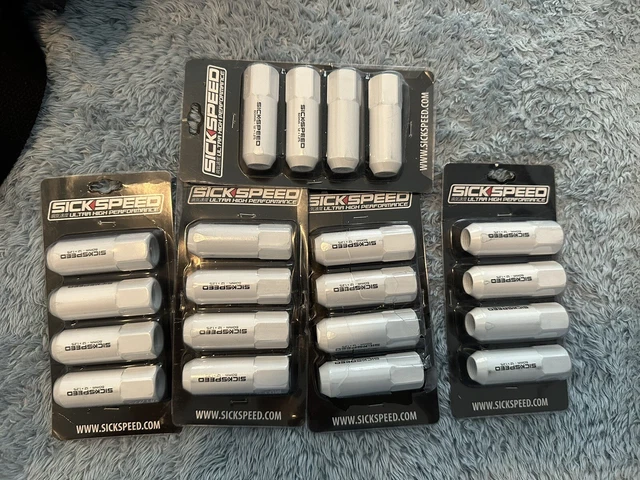 Sickspeed 16 Pc White 60Mm Aluminum Lug Nuts For Wheels/Rims 12X1.25 L11