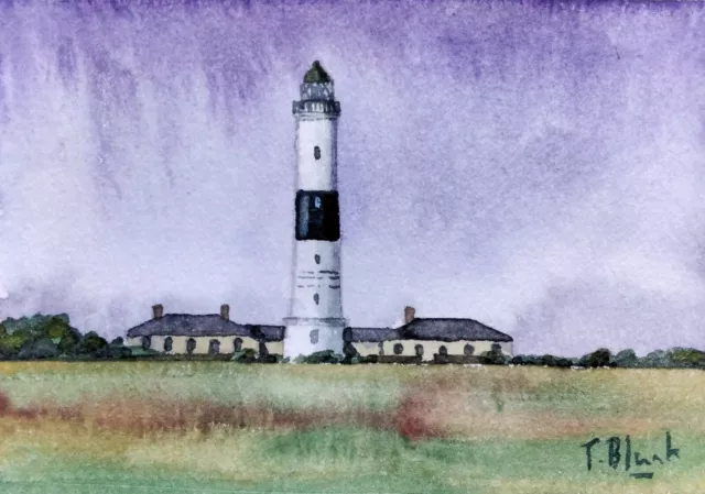 ORIGINAL AQUARELL - Leuchtturm Kampen auf Sylt.