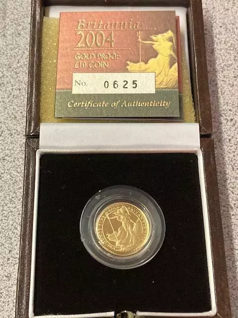2004 UK Britannia 1/10 oz Gold Proof 10 pound £10 Coin